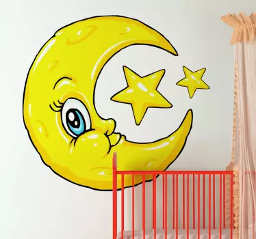 Gyerekek hold és csillag hálószoba matrica - TenStickers