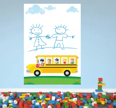 Gyerekek iskolabusz tábla matrica - TenStickers