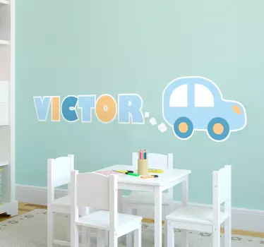 Gyerekek személyre szabott autó név falmatrica - TenStickers