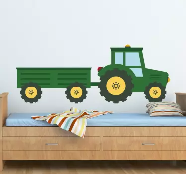 Gyerekek zöld traktor fal matrica - TenStickers