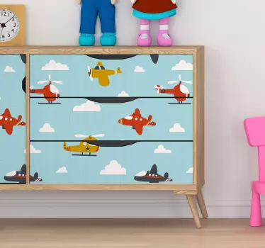 Gyermek ég és repülőgépek bútor matrica - TenStickers