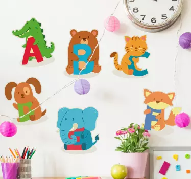 Gyermekek ábécé állatok ábécé falimatrica - TenStickers