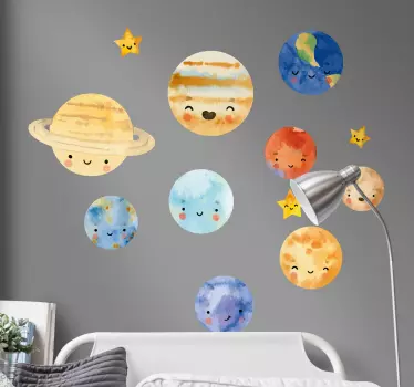 Gyermekek bolygók naprendszer űrfal matrica - TenStickers