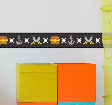 Gyermekszoba kalózzászló fal határ matrica - TenStickers