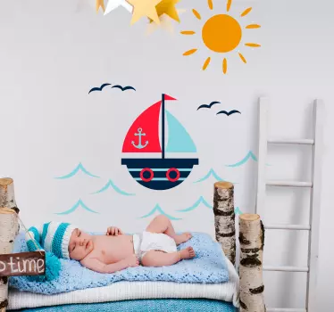Hajó rajz tengeri matrica - TenStickers