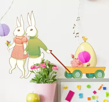 Húsvéti nyuszi pár matrica - TenStickers