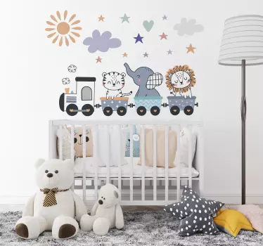 Illusztrációk matrica boldog állatok vonat - TenStickers
