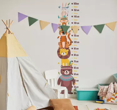 Indiai állat méter magasság diagram matrica - TenStickers