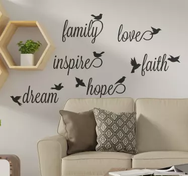Inspiráló szavak madarak madár fal matrica - TenStickers