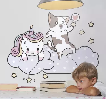 Játékos egyszarvú kaland matrica gyerekeknek - TenStickers