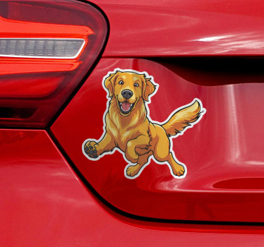 Játékos golden retriever Matrica Autók - TenStickers