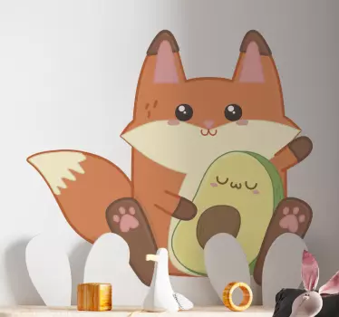 Kawaii róka avokádó illusztráció falfestmény - TenStickers