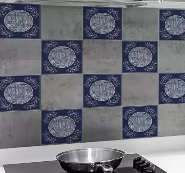 Kék delfts embereket a tömeg cserép átadása - TenStickers