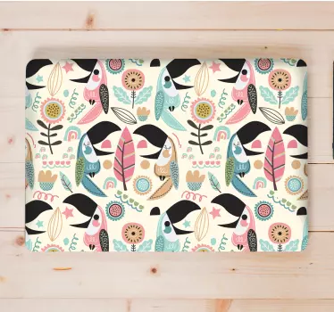 Kék nordic pastel leaves laptop matrica - TenStickers