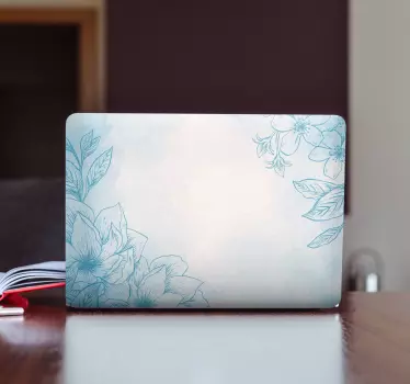 Kék por pasztell virág laptop matrica - TenStickers