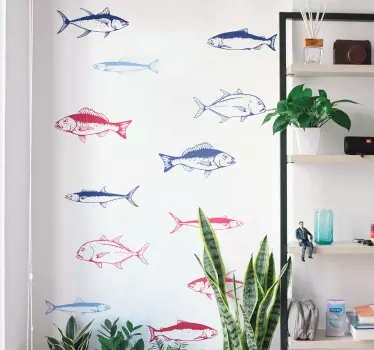Kézi felhívás halak lepedő hal fal matrica - TenStickers