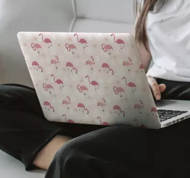 Kézzel rajzolt flamingó mintás laptop matrica - TenStickers