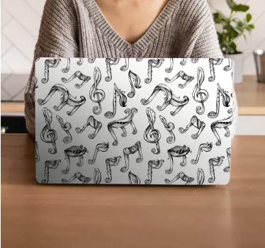 Kézzel rajzolt hangjegyek minta laptop matricák - TenStickers
