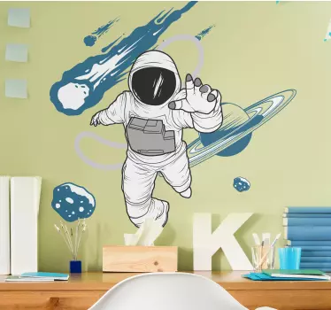 Kézzel rajzolt űrhajós karakter hálószoba matrica - TenStickers