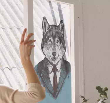 Kézzel rajzolt üzleti farkas ablak matrica - TenStickers