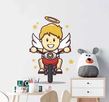 Kis angyal cikluson csillagok szöveges falmatrica - TenStickers
