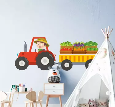 Kis gazda lovaglás traktor játék matrica - TenStickers