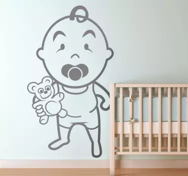 Kisgyermek és mackó matrica - TenStickers