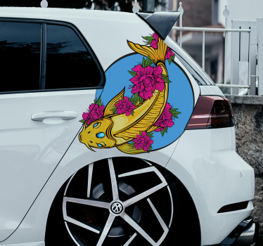 Koi virággal Matrica Autók - TenStickers