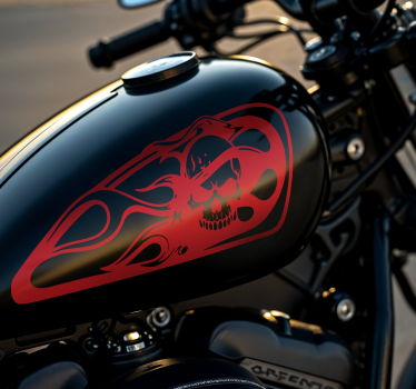 Koponya tűzben motoros matrica - TenStickers