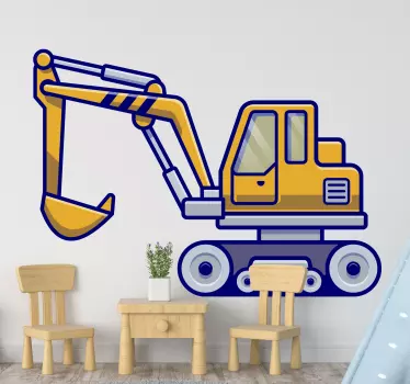 Kotrógép tipikus sárga gyerekeknek gyerek hálószoba fal matrica - TenStickers
