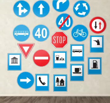 Közlekedési útjelző táblák fal matricák - TenStickers