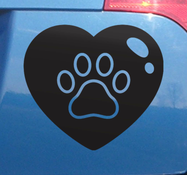 Kutya mancsok nagy szív autó matrica - TenStickers
