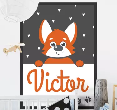 Kutya poszter név gyerekeknek hálószoba fal matrica - TenStickers