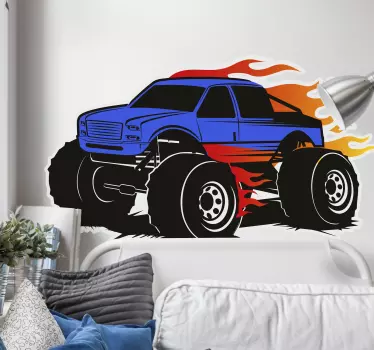 Lángoló oldalsó teherautó játék matrica - TenStickers