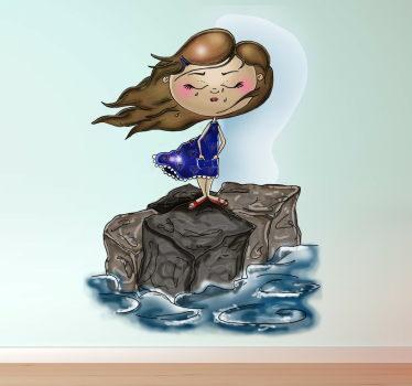 Lány a tenger fal matrica - TenStickers