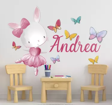 Lány táncol balett név illusztráció matrica - TenStickers