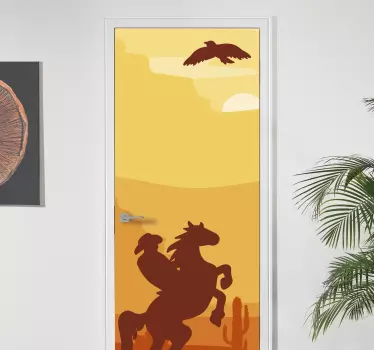 Ló lovaglás sziluett matrica ajtók - TenStickers