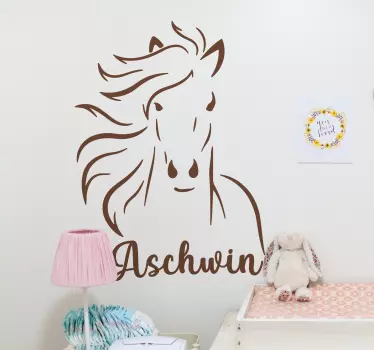 Ló személyre szabott névvel állati fal dekorációval - TenStickers