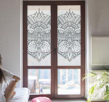 Macska illusztráció mandala ablak matrica - TenStickers
