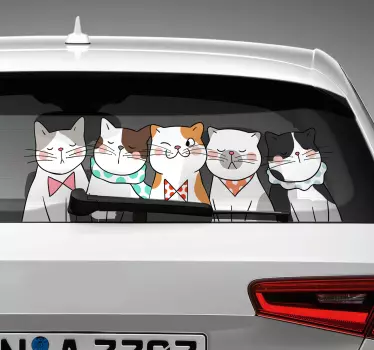 Macska lebegő autó matrica - TenStickers