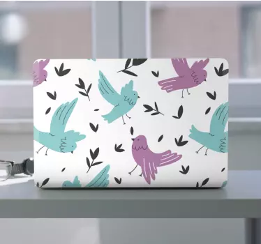 Madár és levelek minta Matrica laptophoz - TenStickers