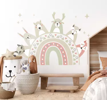 Matrica Gyerekszobák boho szivárvány vadállatokkal - TenStickers