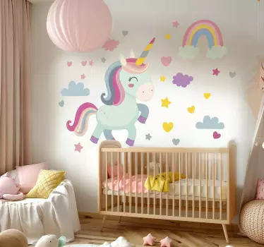 Matrica Gyerekszobák boldog egyszarvú - TenStickers