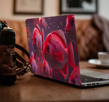 Matrica  Laptop és tablet piros akvárium - TenStickers