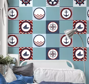 Matrózok elemek csempék átviteli matrica - TenStickers