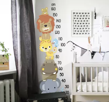 Méter állatokkal halmozott magasság diagram fal matrica - TenStickers