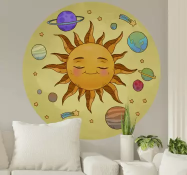 Mosolygós nap illusztráció világűr matrica - TenStickers