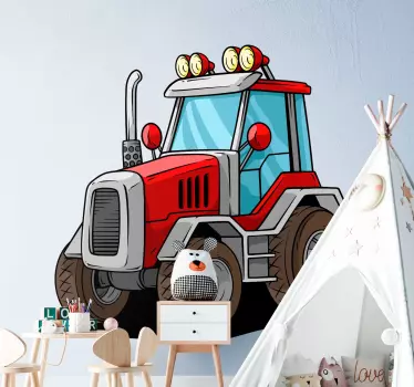 Nagy piros traktor játék matrica - TenStickers