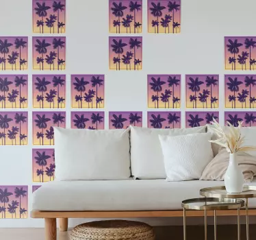 Naplemente pálmák csempe matrica - TenStickers