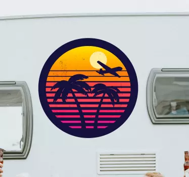 Narancssárga retro pálmák autó matrica - TenStickers